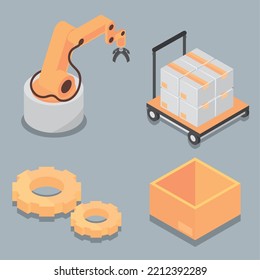 conjunto de iconos, equipo de la industria isométrica