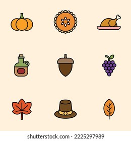 Icon set Items for Thanksgiving Day