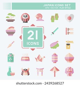 Icon Set Japan. related to Holiday symbol. flat style. simple design illustration.