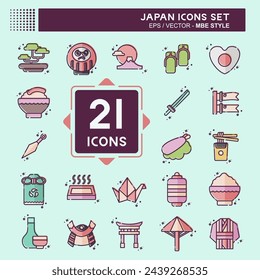 Icon Set Japan. related to Holiday symbol. MBE style. simple design illustration.
