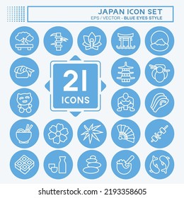 Icon Set Japan. suitable for Japanese symbol. blue eyes style. simple design editable. design template vector. simple illustration