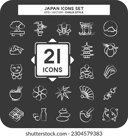 Icon Set Japan. suitable for Japanese symbol. chalk Style. simple design editable