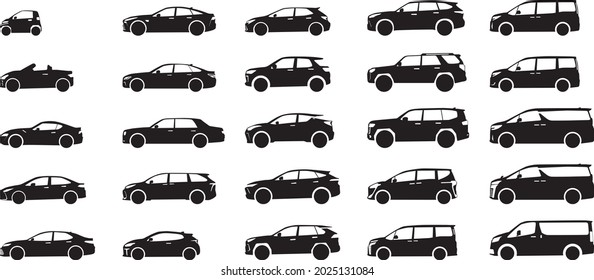 Icon set of Japanese cars