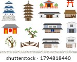 icon set of Japanese traditional ancient buildings,houses