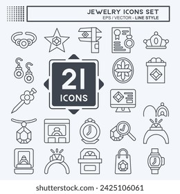 Icon Set Jewelry. related to Wedding symbol. line style. simple design editable. simple illustration