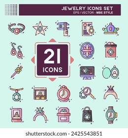 Icon Set Jewelry. related to Wedding symbol. MBE style. simple design editable. simple illustration