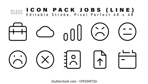 Juego de iconos de iconos de línea de trabajos. Contiene iconos como Link, Email, Video Call, Website etc. Editable Stroke. 48x48 Perfecto para píxeles