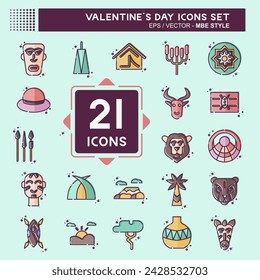 Icon Set Kenya. related to Education symbol. MBE style. simple design editable. simple illustration