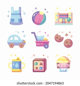 Icon Set Kindergarten für verschiedene Jahreszeiten Farbe