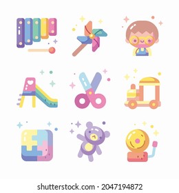 Icon Set Kindergarten for different seasons Color