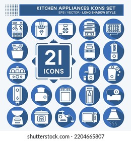Icon Set Kitchen Appliances. suitable for Kitchen Sets symbol. long shadow style. simple design editable. design template vector. simple illustration
