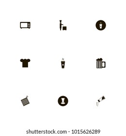 icon set Kitchen with cook, kitchen, beer and ladle