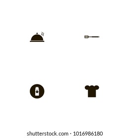 icon set Kitchen with cook, spatula, drink and milk