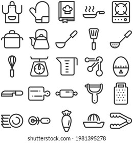 conjunto de iconos: cocina y cocina
