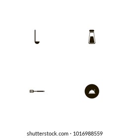 icon set Kitchen with dish, flavoring, salt and hot