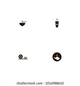 icon set Kitchen with drink, chicken, grill and plates