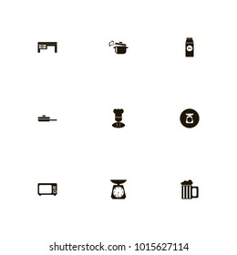 icon set Kitchen with drink, roast, scales and weigher
