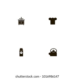 icon set Kitchen with faucet, kettle, hat and cook