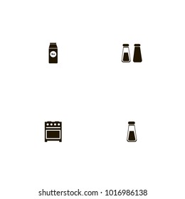 icon set Kitchen with gas, pack of milk, pack and stove