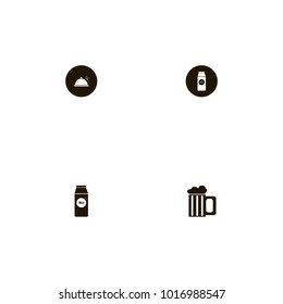 icon set Kitchen with hot, drink, milk and dish