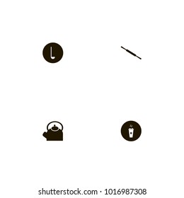 icon set Kitchen with ladle, teapot, coffee and soup