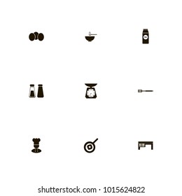 icon set Kitchen with pack, shaker, milk and egg