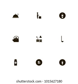 icon set Kitchen with pack, tasty, hoods and teapot