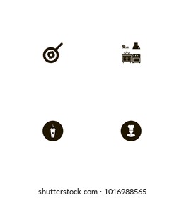 icon set Kitchen with plates, coffee, interior and hoods