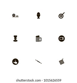 icon set Kitchen with rolling pin, cook, dishes and oven mitt