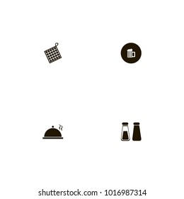 icon set Kitchen with salt, spice, dish and shaker