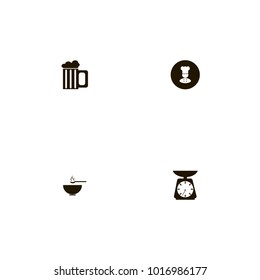 icon set Kitchen with soup, kitchen, spoon and kitchen scale