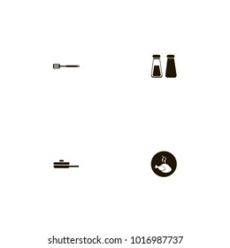 icon set Kitchen with spatula, salt, roast and hot