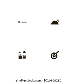 icon set Kitchen with spatula, tasty, plates and hot