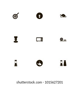 icon set Kitchen with spice, salt, shaker and plates