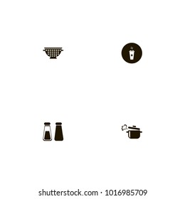 icon set Kitchen with steam, salt, spice and dishes