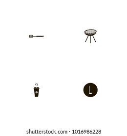 icon set Kitchen with stove, coffee, spatula and hot