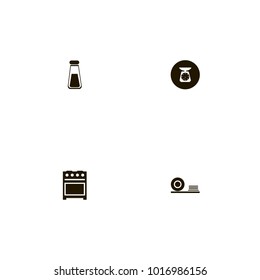 icon set Kitchen with stove, scales, salt and flavoring