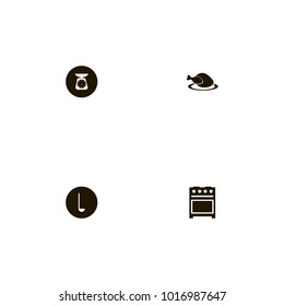 icon set Kitchen with tasty, ladle, grilled chicken and meat