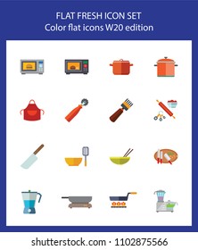 Icon set of kitchen tool and appliances. Kitchenware, food preparation, domestic equipment. Kitchen concept. For topics like household, housework, cooking