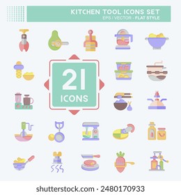 Conjunto de iconos Herramienta de cocina. relacionado con Símbolo de comida. estilo plano. ilustración de diseño simple