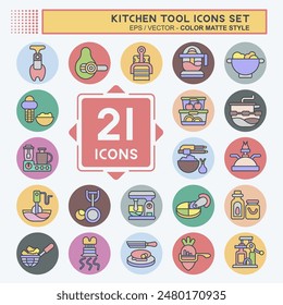 Icon Set Kitchen Tool. related to Food symbol. color mate style. simple design illustration