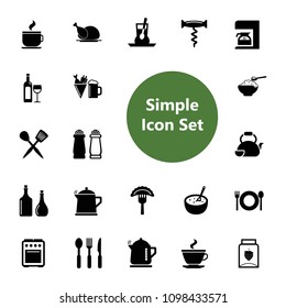 Icon set of kitchen tools. Electric appliances, utensils, cutlery, kitchenware. Kitchen concept. For topics like cooking, housekeeping, household