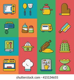 icon set kitchen vector