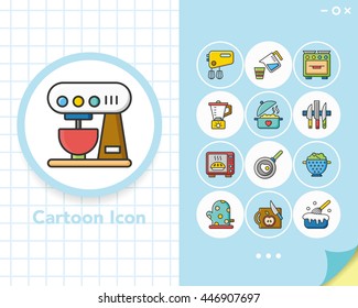 icon set kitchen vector