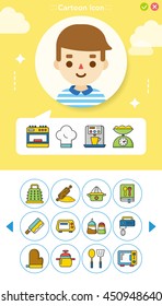 icon set kitchen vector