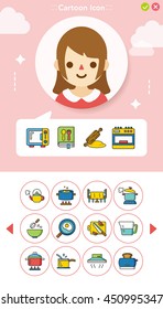 icon set kitchen vector