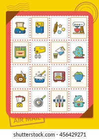 icon set kitchen vector