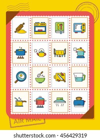 icon set kitchen vector