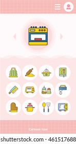 icon set kitchen vector