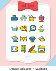 icon set kitchen vector